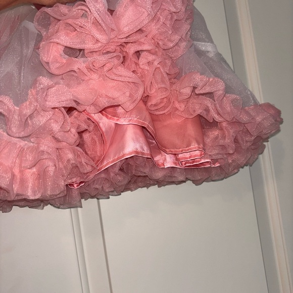 Popatu Pink and White embroidered floral tulle tutu Dress 4 - Picture 6 of 7